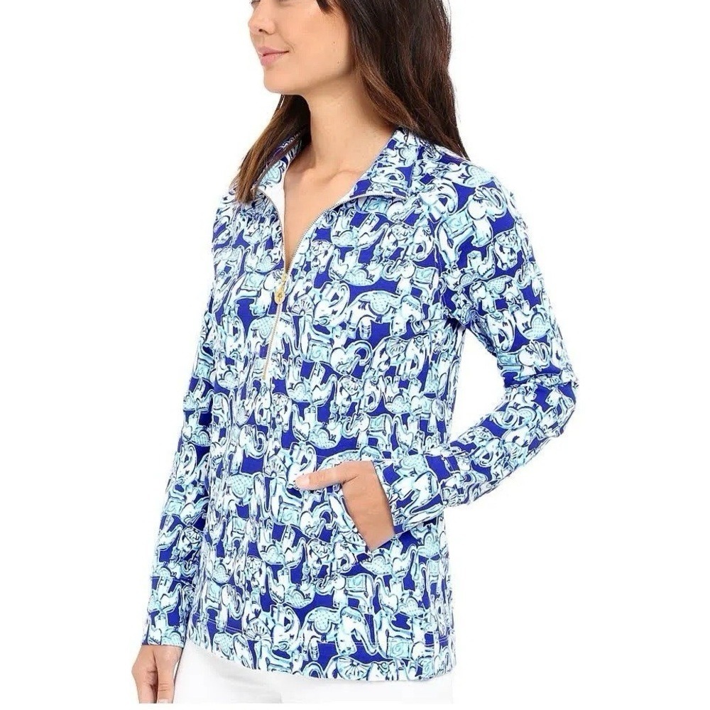 Lilly Pulitzer Women's XS Skipper Popover Get Trunky Half Zip Sweatshirt - Picture 1 of 9